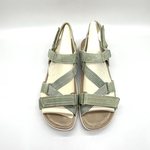 11W 11 WIDE WIDTH Earth Origins Savoy Sage Green Suede Sandals Shoes - Picture 3 of 12